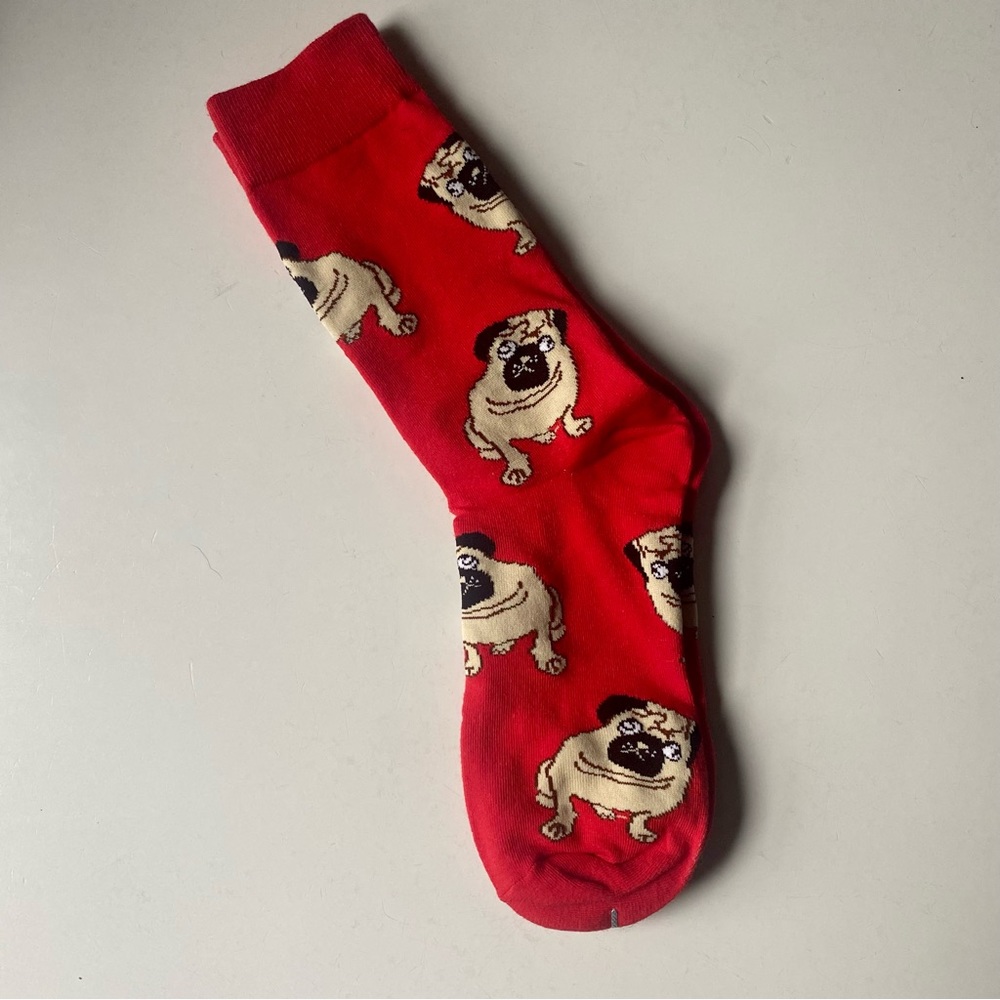NEW Red Pug Dog Socks